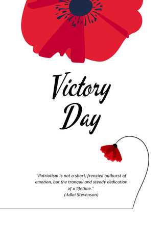 Victory Day with Red Poppy Flower Postcard 5x7in Vertical Design Template