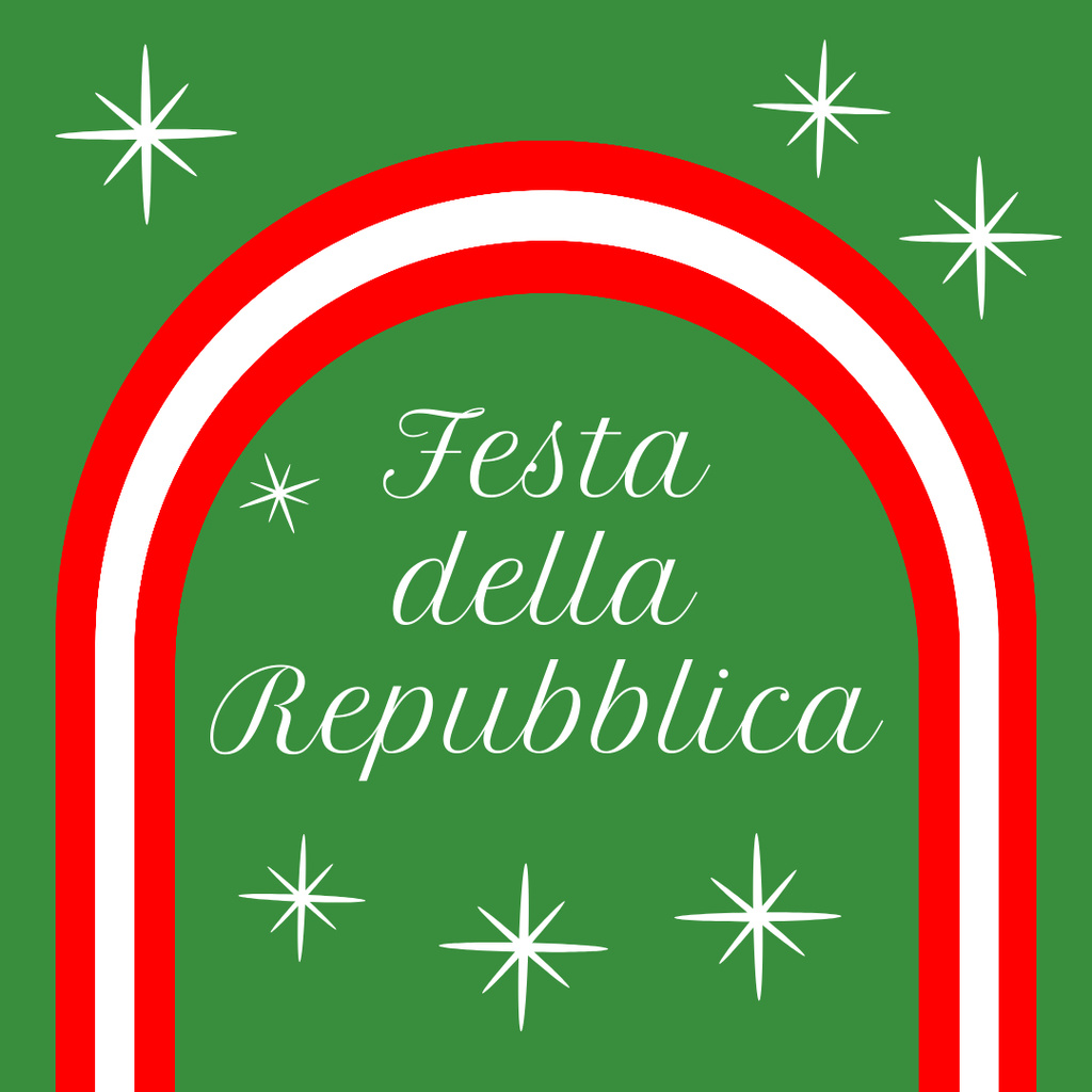 Italian National Day Plain Greeting Instagram Design Template