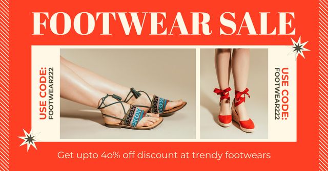Footwear Sale with Tender Stylish Female Shoes Facebook AD Modelo de Design