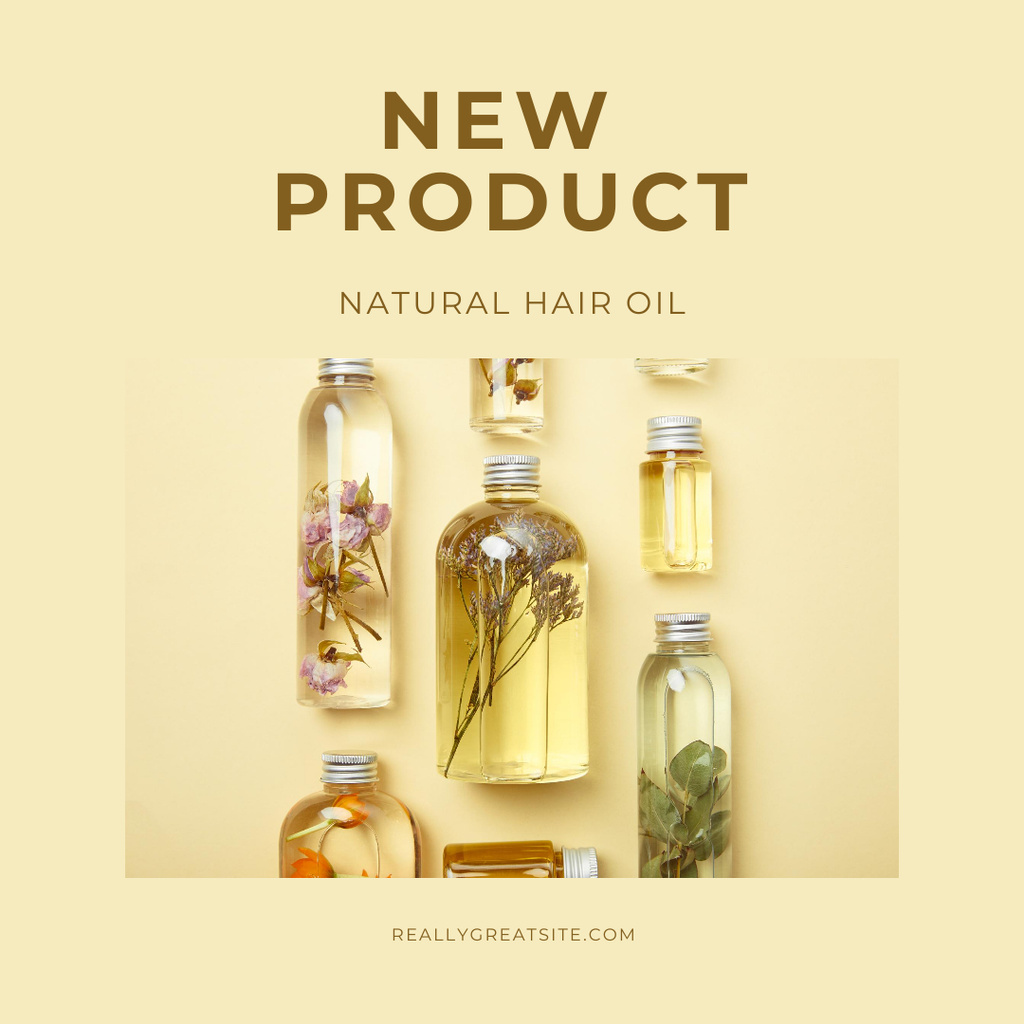 Designvorlage Hair Oil Offer with Cosmetic Jars für Instagram
