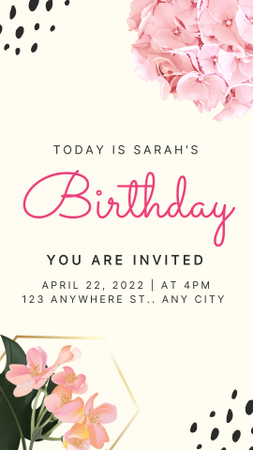 Birthday With Flowers Instagram Story Design Template