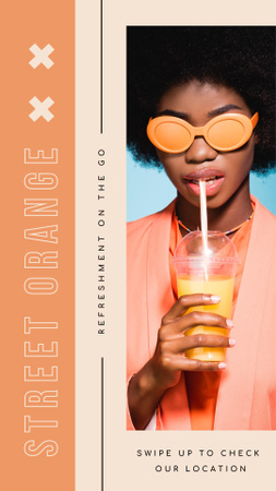 Designvorlage Street Food Ad mit frischem Orangensaft für Instagram Story