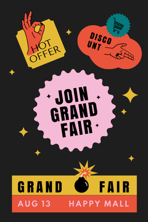 Grand Fair Event Announcement Invitation 6x9in Design Template