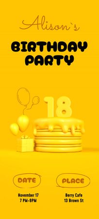 Birthday Party Announcement with Festive Cake Flyer 3.75x8.25in tervezősablon
