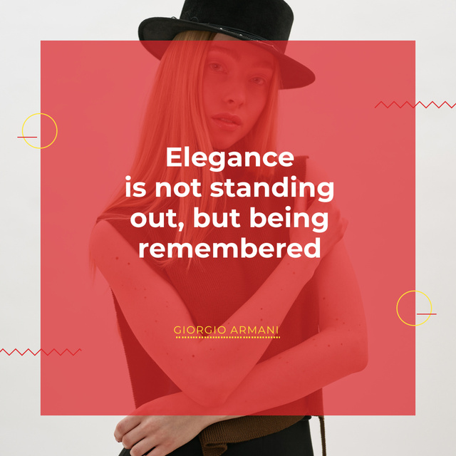 Citation about Elegance with Young Woman Instagram Šablona návrhu