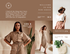 Apparel Catalog Ad with Stylish Woman In Brown