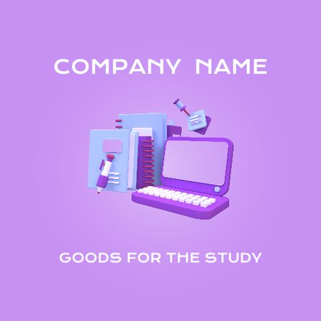 Dizüstü Bilgisayar ve Kırtasiye ile Eğitim Ekipmanı Teklifi Animated Logo Tasarım Şablonu