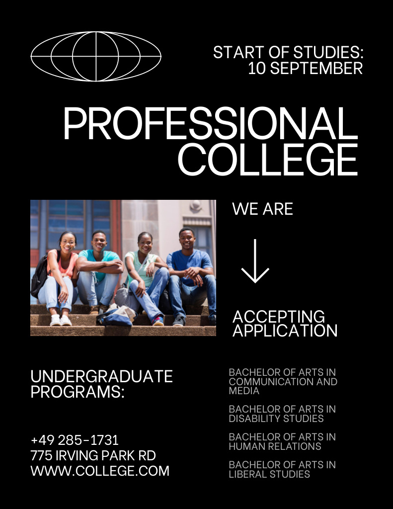 Ontwerpsjabloon van Poster 8.5x11in van Info about Professional College