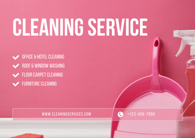 Cleaning Services List Advertisement Flyer A5 Horizontal Modelo de Design