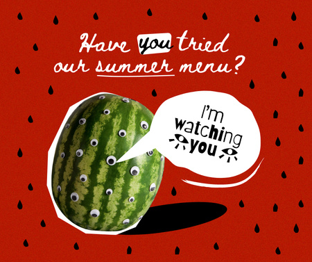 Funny Watermelon with Eyes Facebook Design Template