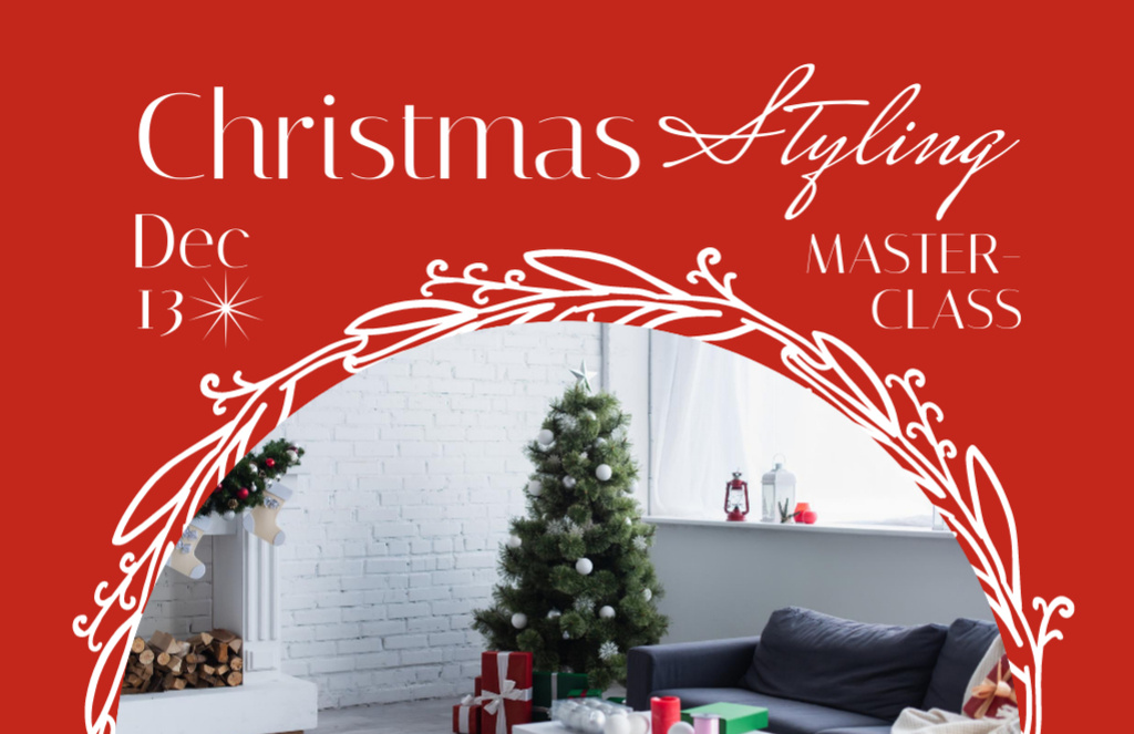 Elegant Christmas Holiday Styling Masterclass Promotion Flyer 5.5x8.5in Horizontal Πρότυπο σχεδίασης