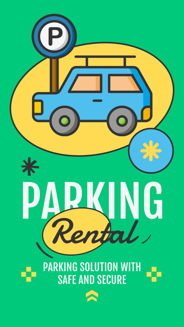 Rent Parking Lot with Cute Car Instagram Story Design Template