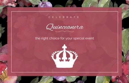 Colorful Quinceañera Holiday with Crown Flyer 5.5x8.5in Horizontal Design Template