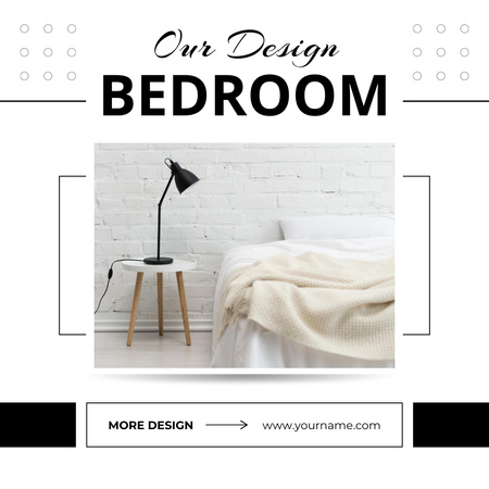 White Minimalist Bedroom Interior Design Instagram AD Design Template