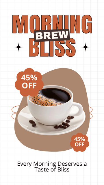 Foam-topped Coffee For Morning At Lowered Price Instagram Story Šablona návrhu
