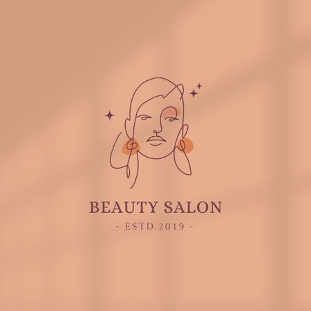 Beauty Studio Ad with Woman Silhouette Logo Design Template
