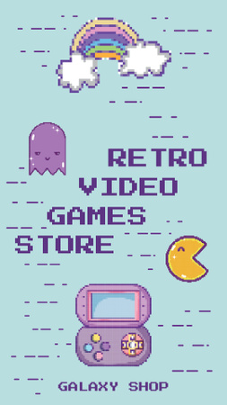 Ontwerpsjabloon van Instagram Video Story van Retro Games Store Ad