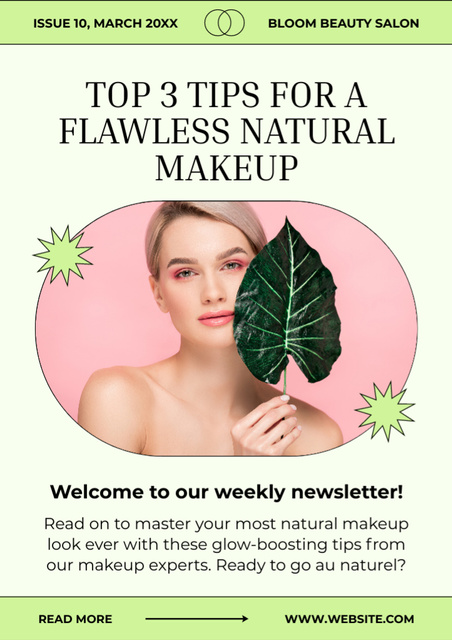 Ontwerpsjabloon van Newsletter van Tips for Flawless Natural Makeup