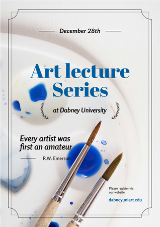 Modèle de visuel Art Lecture Series Brushes and Palette in Blue - Poster
