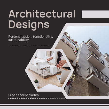 Modèle de visuel Annonce de conceptions architecturales avec des maquettes de maisons - Instagram
