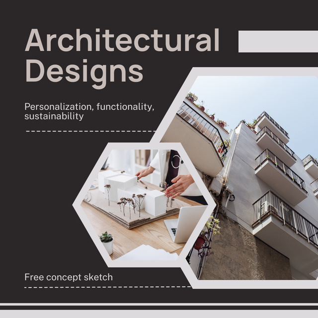 Architectural Designs Ad with Mockups of Houses Instagram Tasarım Şablonu