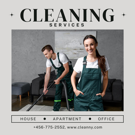 Ontwerpsjabloon van Instagram AD van Cleaning Services with Smiling Workers