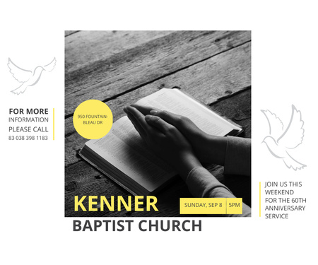 Invitation to Baptist Church Anniversary Large Rectangle Design Template