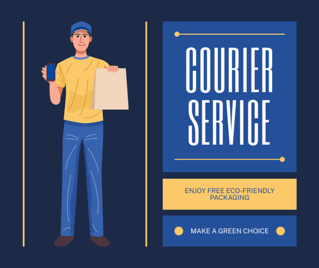 Courier Services with Free Eco-Friendly Packaging Facebook tervezősablon