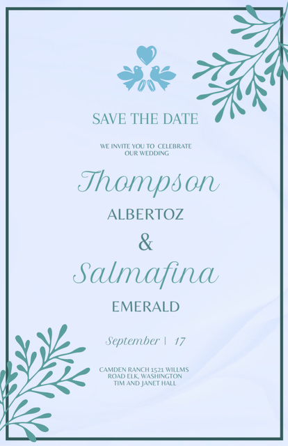 Plantilla de diseño de Welcome to Wedding Celebration in Blue Color Invitation 5.5x8.5in 
