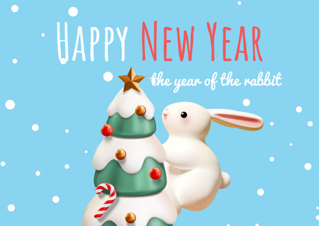 Template di design Auguri di Capodanno con simpatico coniglio Card
