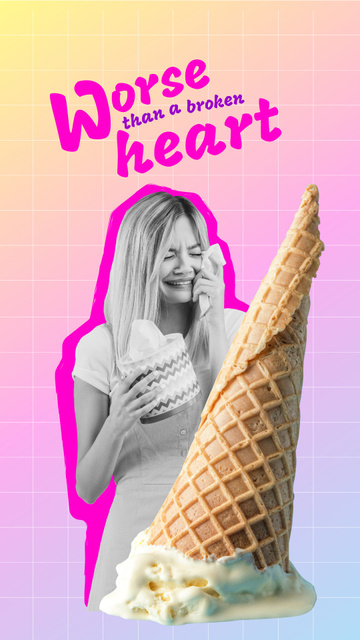 Woman crying about Melted Ice Cream Instagram Story Design Template