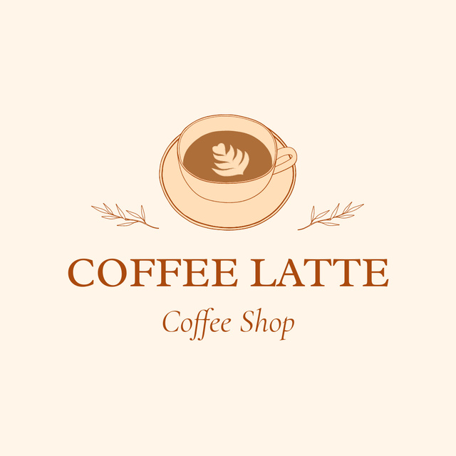 Emblem of Coffee Shop with Beige Cup Logo 1080x1080pxデザインテンプレート