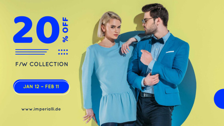New Fashion Collection Announcement with Stylish Couple FB event cover – шаблон для дизайна