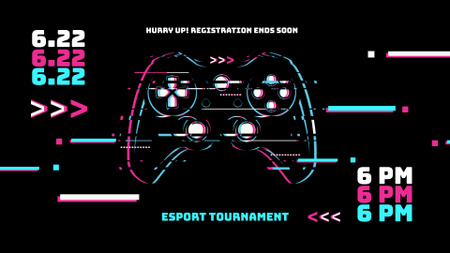 Gaming Tournament Announcement with Illustration of Console FB event cover Design Template
