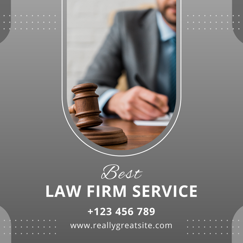 Law Firm Services Ad with Lawyer Instagram Tasarım Şablonu