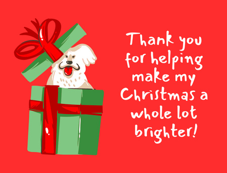 Cute Christmas Greeting with Dog Thank You Card 4.2x5.5in Design Template