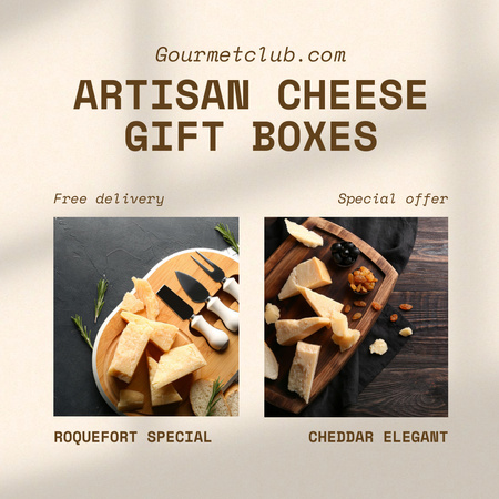 Cheese Tasting Announcement Instagram Tasarım Şablonu