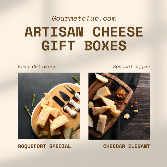 Ontwerpsjabloon van Instagram van Collage with Cheese Box Offer