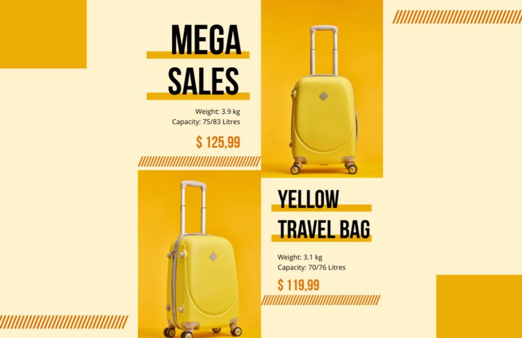 Trendy Yellow Suitcases Sale Flyer 5.5x8.5in Horizontal – шаблон для дизайну