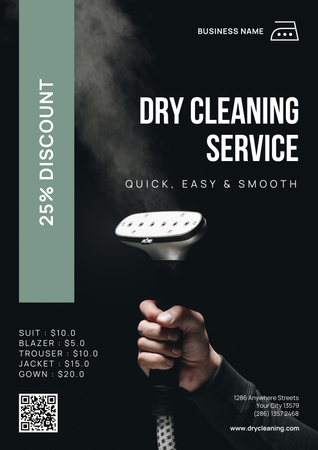 Quality Dry Cleaning Services Offer Poster Design Template