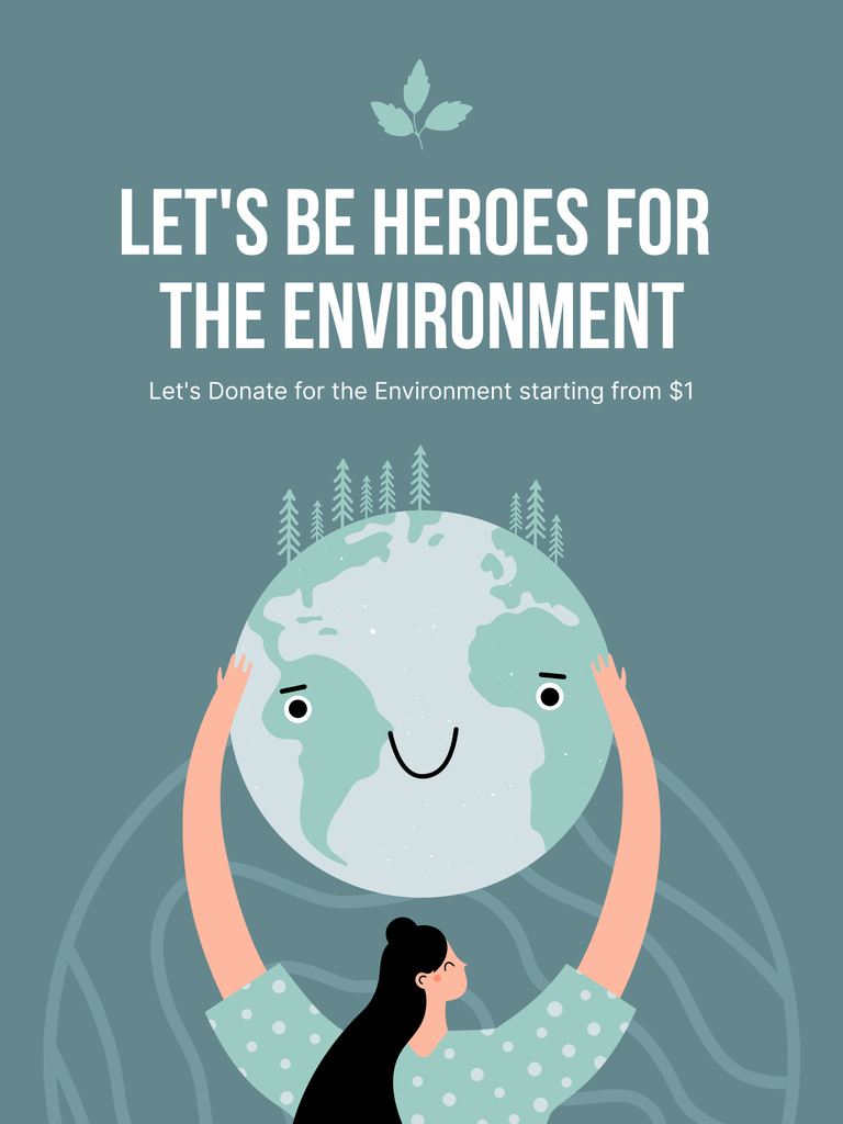 Charitable Donations to Save Nature with Planet Poster 36x48in Design Template