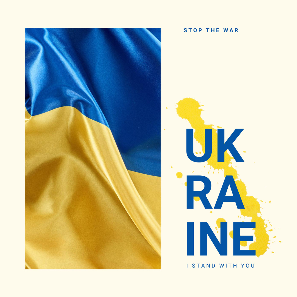 Designvorlage Call to Stop War in Ukraine With State Flag für Instagram
