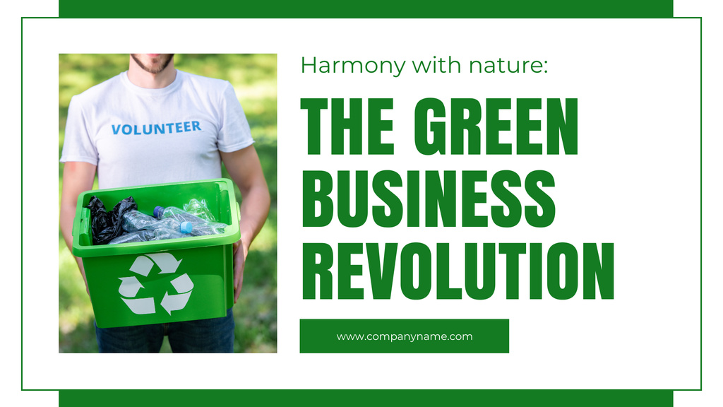 Green Business Initiative with Waste Sorting Presentation Wide – шаблон для дизайна