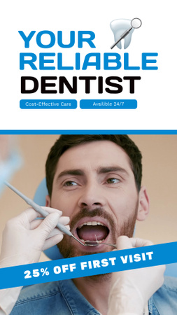 Around The Clock Dentists Services With Discount Instagram Video Story Design Template
