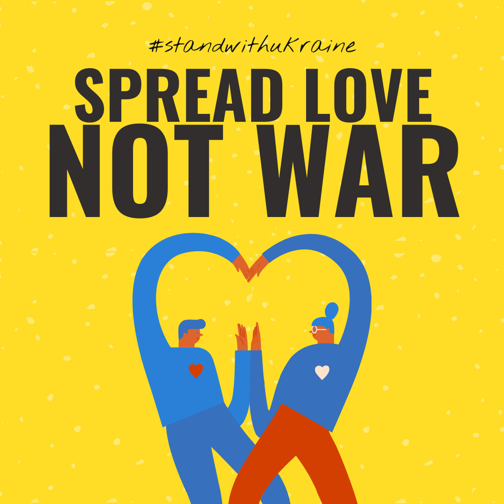 People Showing Heart for No War Instagram – шаблон для дизайну