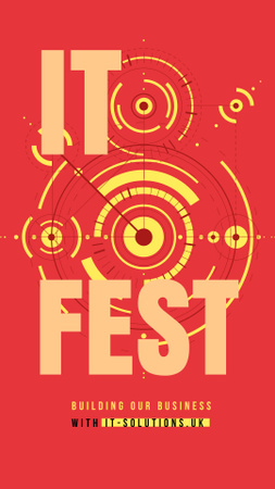IT Fest Announcement Glowing cyber circles Instagram Story Design Template