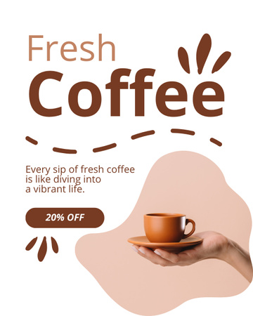 Designvorlage Frischer Kaffee zum reduzierten Preis für Instagram Post Vertical