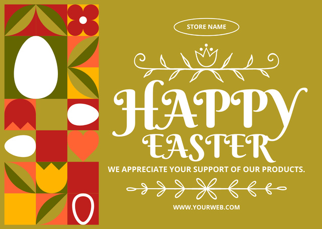 Thank You Message with Easter Eggs Card tervezősablon