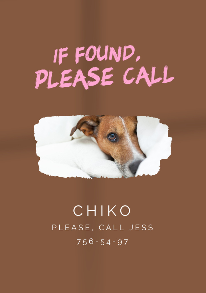 Info about Lost Dog on Brown Flyer A5 Design Template