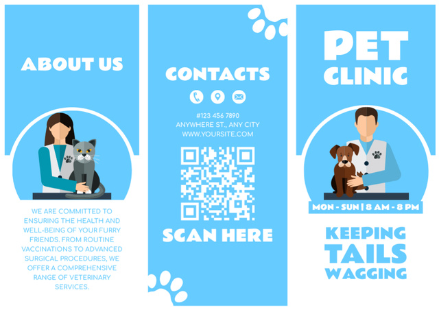 Pet Clinic Services Brochure – шаблон для дизайна